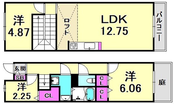 ラフィネ小松B棟の物件間取画像